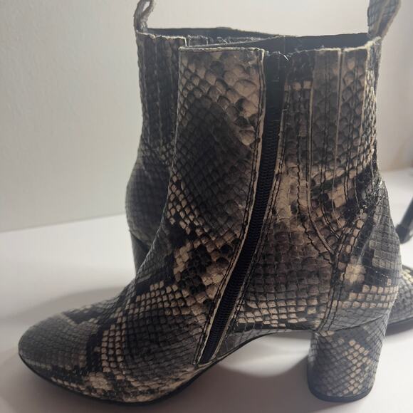 Napoleoni Made in Italy Snakeskin Pattern Leather Zippered Ankle Boot Size 6.5 - Picture 4 of 15